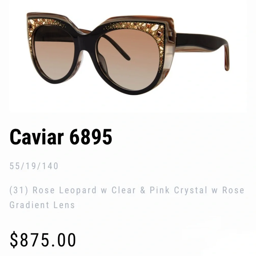 Caviar Women's Black & White Crystal Cat-Eye Sunglasses